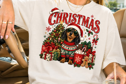 Cool Christmas Dachshund Dog PNG Sublimation