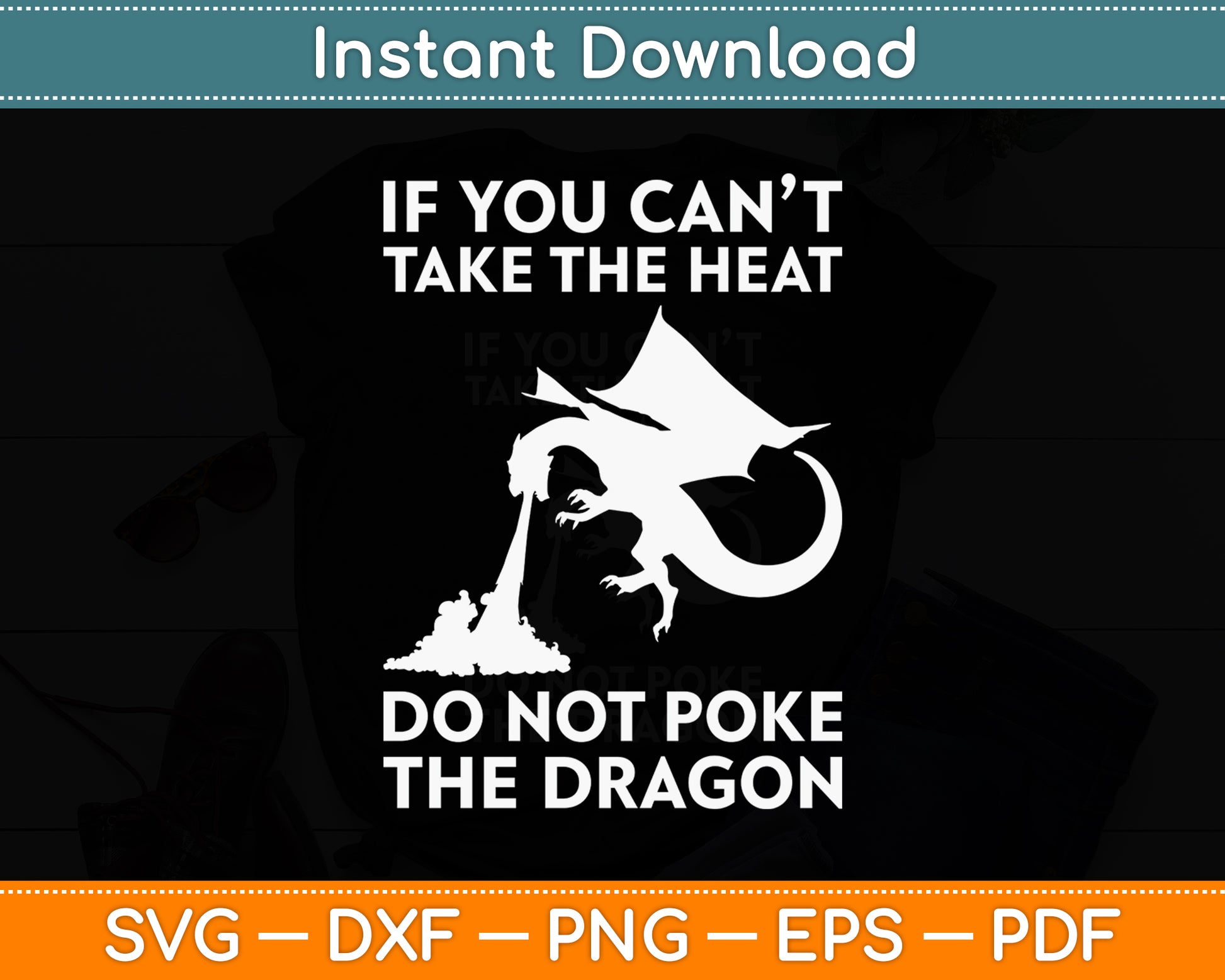 Cool Dragon Flame-Spewing Flying Mythical Creature Svg Png Dxf Digital Cutting File