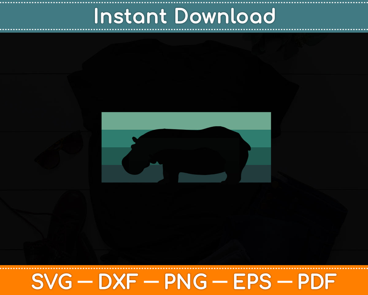 Cool Hippo Hippopotamus Lover Funny Svg Png Dxf Digital Cutting File