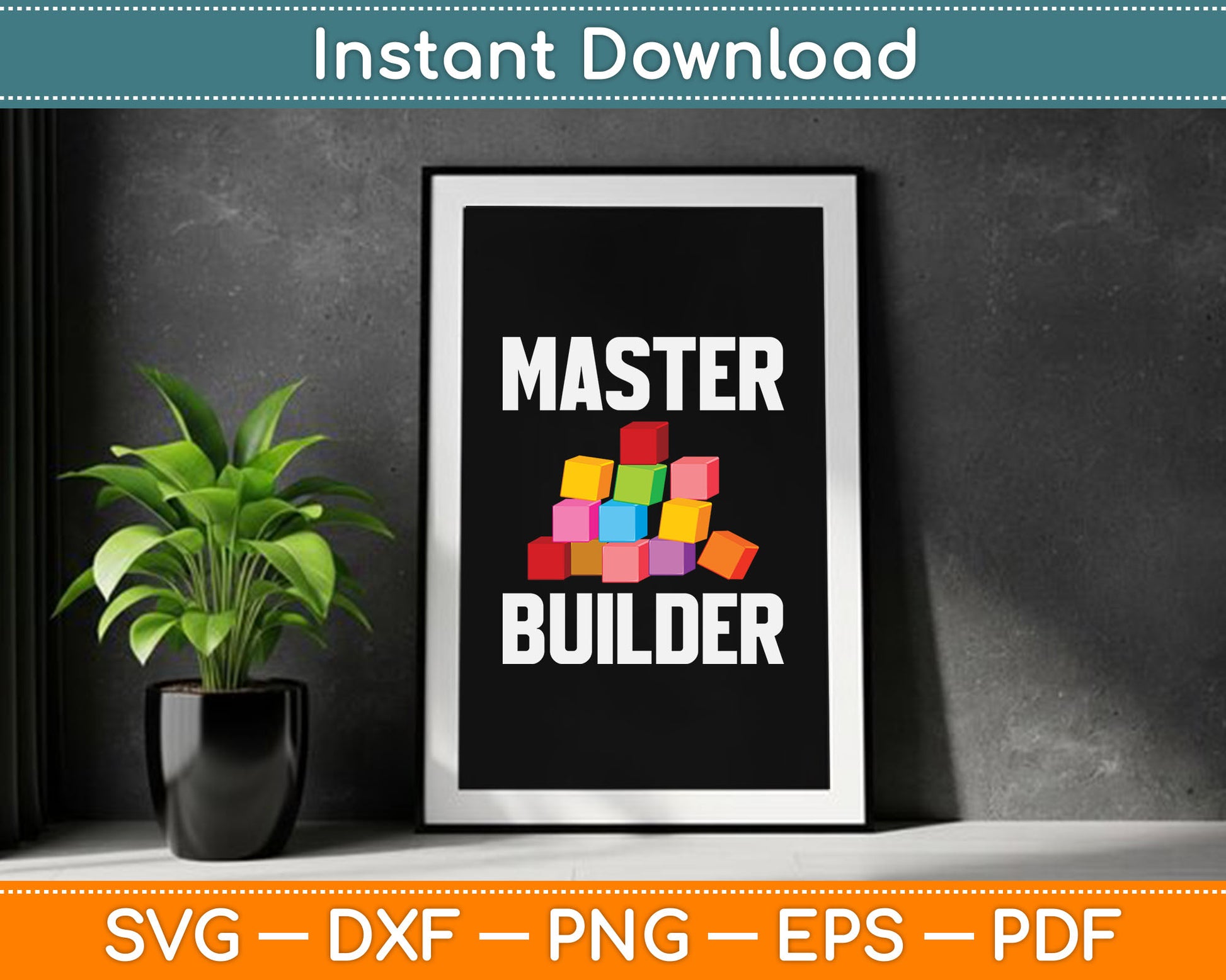 Cool Master Builder Funny Building Blocks SVG Digital Cutting File
