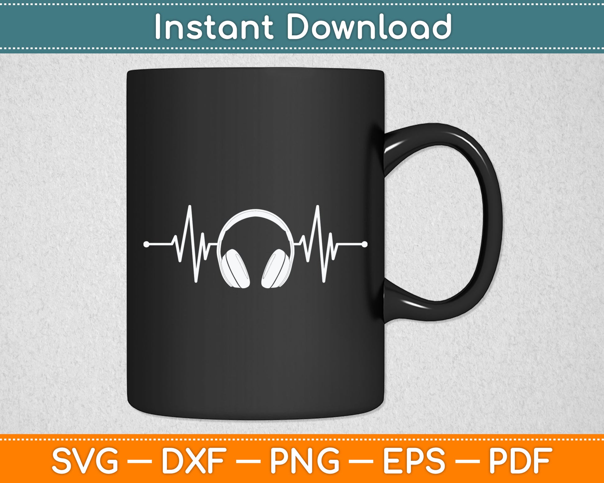 Cool Music Lover Producer DJ Present Heartbeat Headphones Svg Digital Cutting File