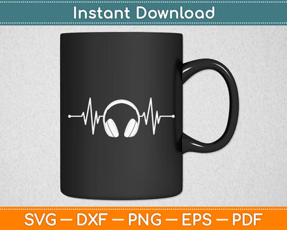 Cool Music Lover Producer DJ Present Heartbeat Headphones Svg Digital Cutting File
