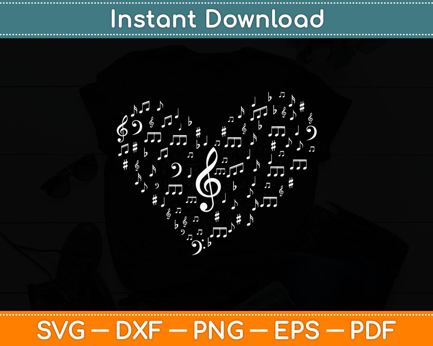 Cool Music Note Art For Men Women Music Musical Note Lover Svg Digital Cutting File