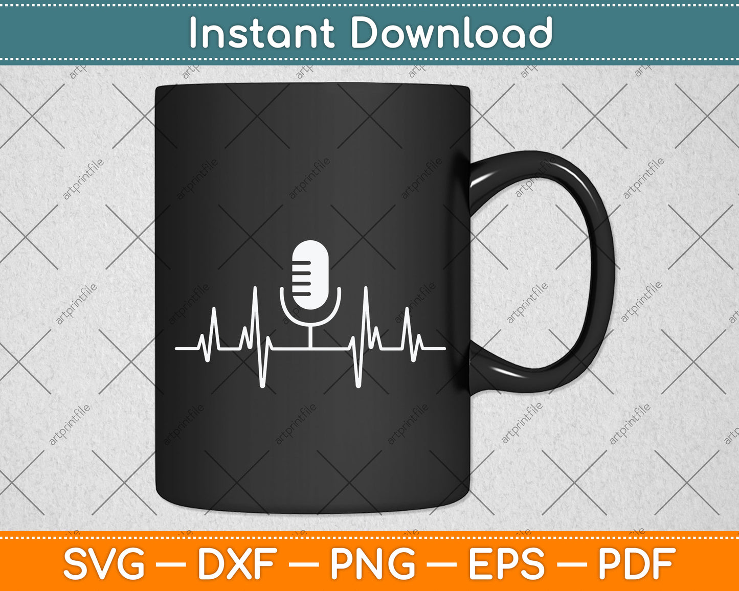 Cool Podcasting Heartbeats Svg Png Dxf Digital Cutting File
