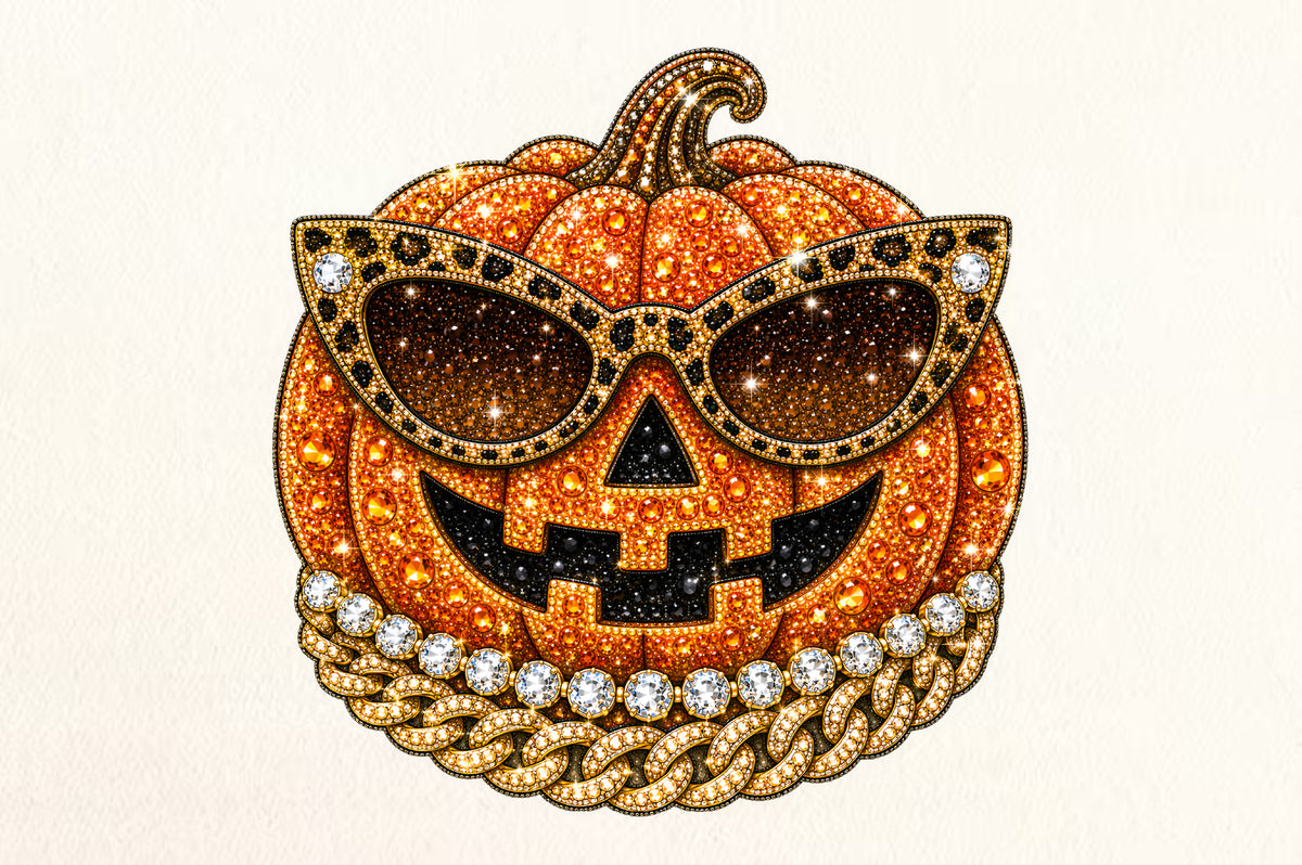 Cool Pumpkin Rhinestone PNG
