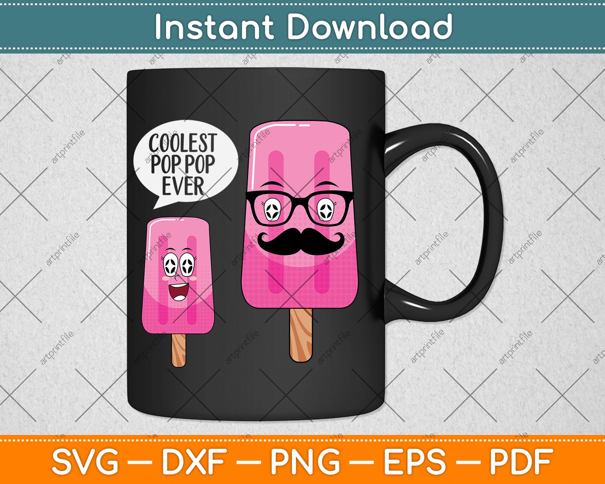 Coolest Pop Pop Ever Grandfather Popsicle Ice Cream Svg Digital Cutting File