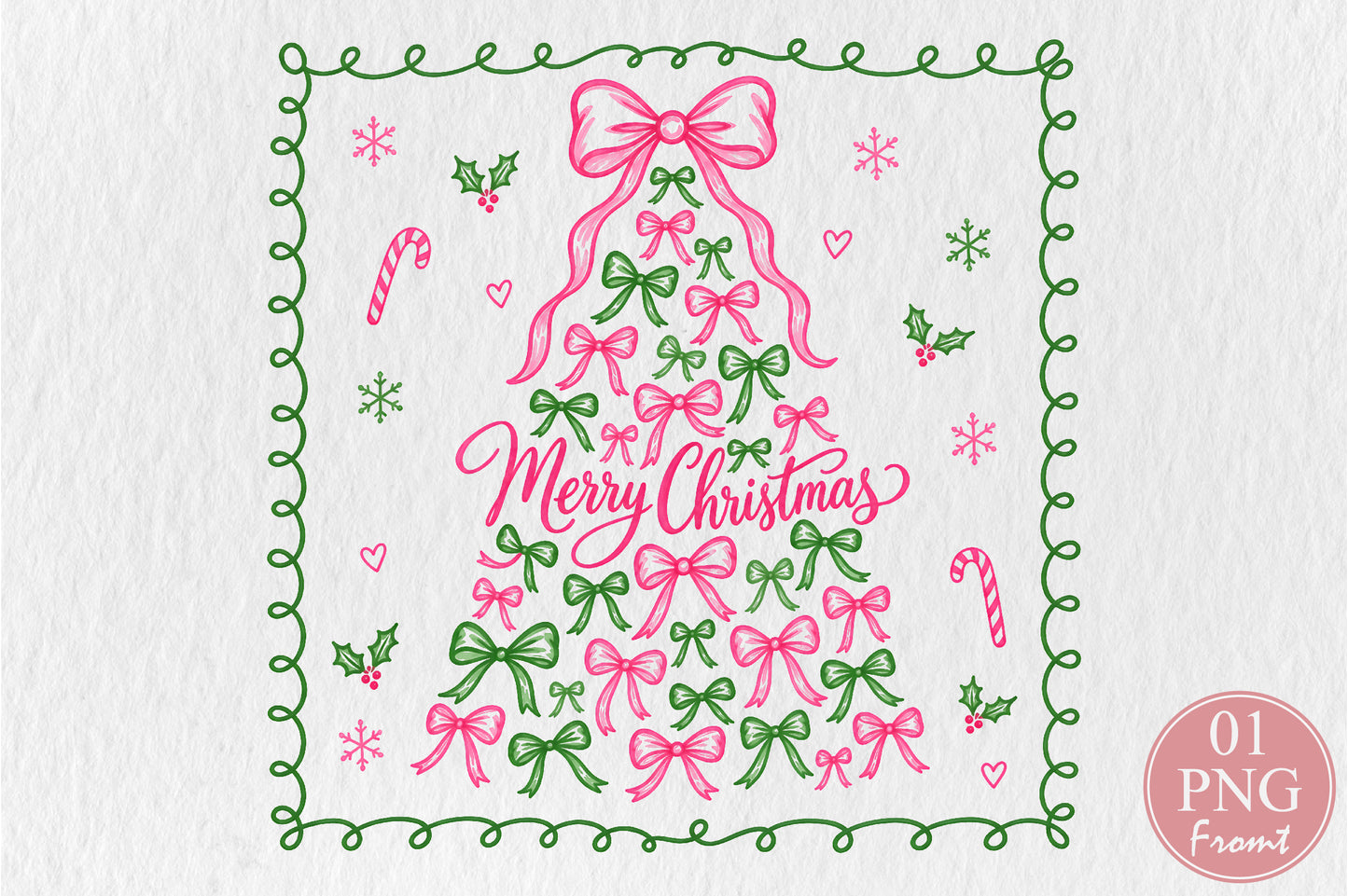 Coquette Bow Christmas Tree PNG Sublimation Design