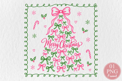 Coquette Bow Christmas Tree PNG Sublimation Design