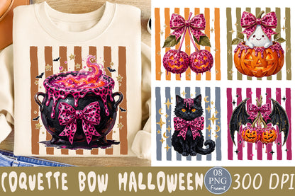 Coquette Bow Halloween PNG Bundle Girly Spooky Sublimation