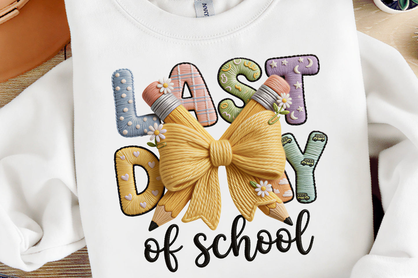 Coquette Last Day of School PNG Yarn Bow Teacher Back to School