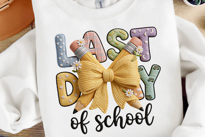 Coquette Last Day of School PNG Yarn Bow Teacher Back to School