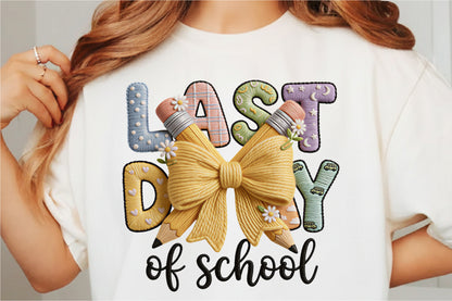 Coquette Last Day of School PNG Yarn Bow Teacher Back to School