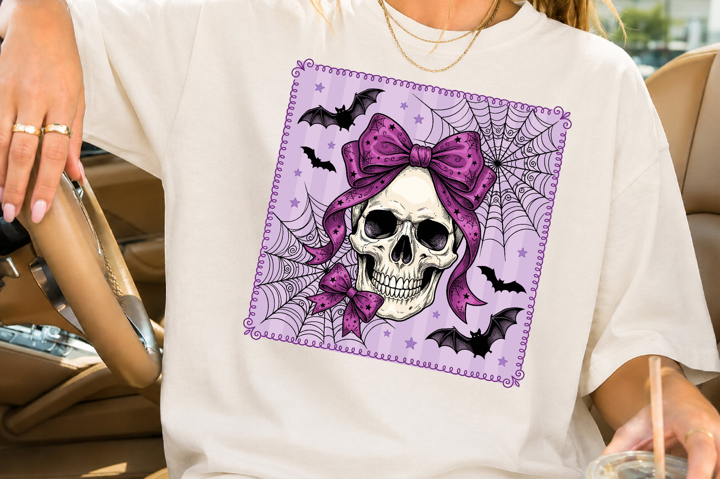 Coquette Bow Skull Halloween PNG Pink Gothic Spooky Sublimation