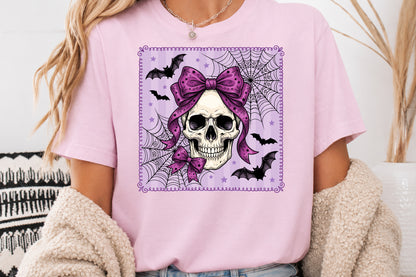 Coquette Bow Skull Halloween PNG Pink Gothic Spooky Sublimation