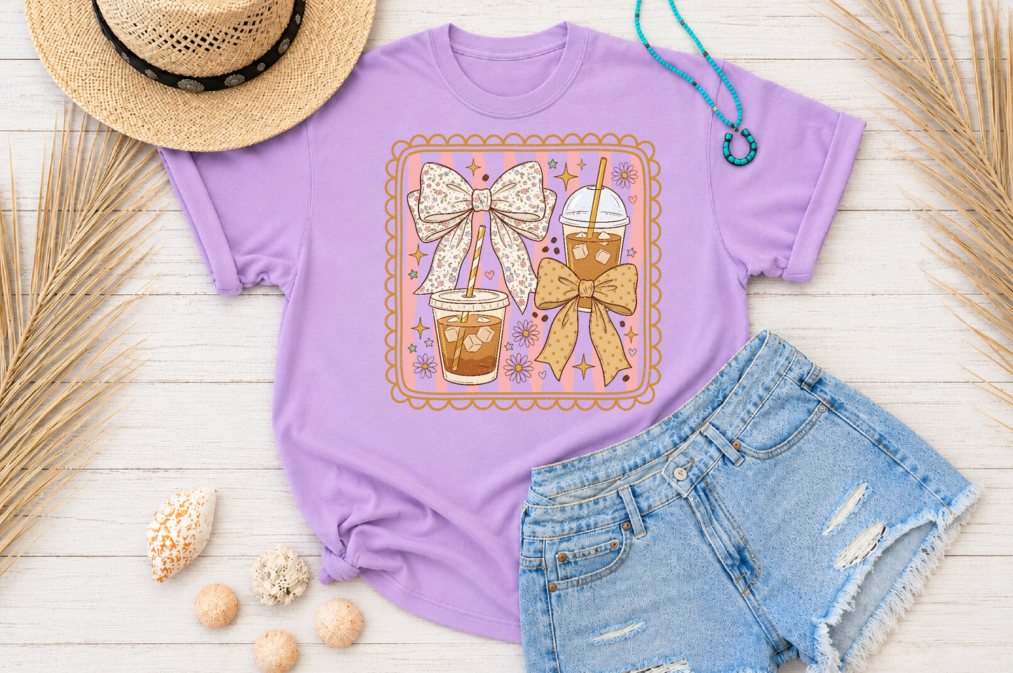 Coquette Coffee PNG Cute Iced Coffee Bow Sublimation Design