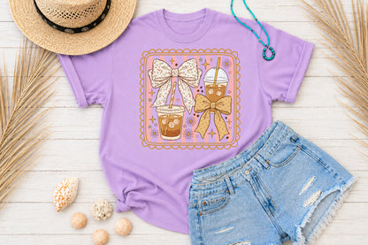 Coquette Coffee PNG Cute Iced Coffee Bow Sublimation Design