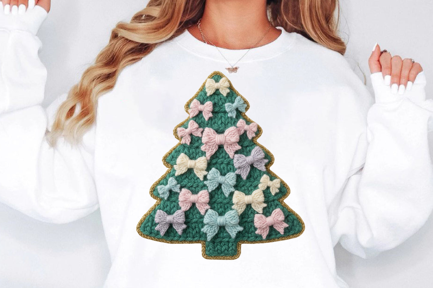 Coquette Crochet Yarn Christmas Tree PNG Sublimation