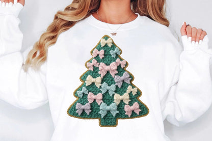 Coquette Crochet Yarn Christmas Tree PNG Sublimation