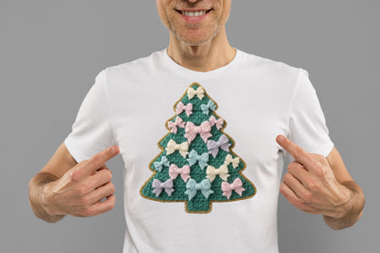 Coquette Crochet Yarn Christmas Tree PNG Sublimation