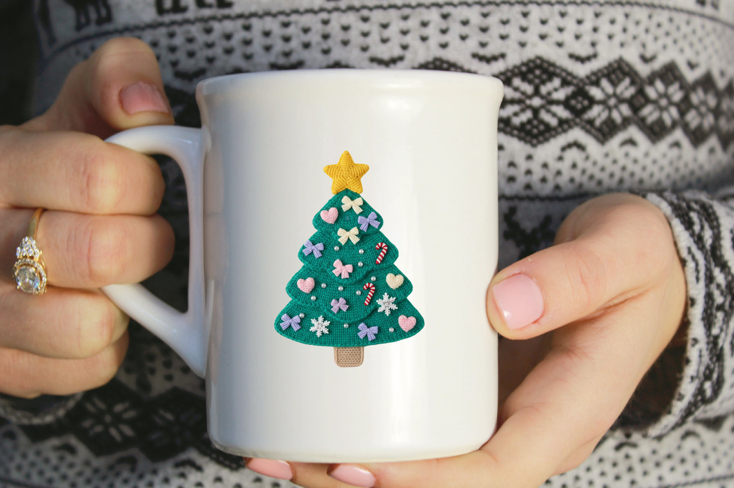 Cute Crochet Yarn Christmas Tree PNG Sublimation