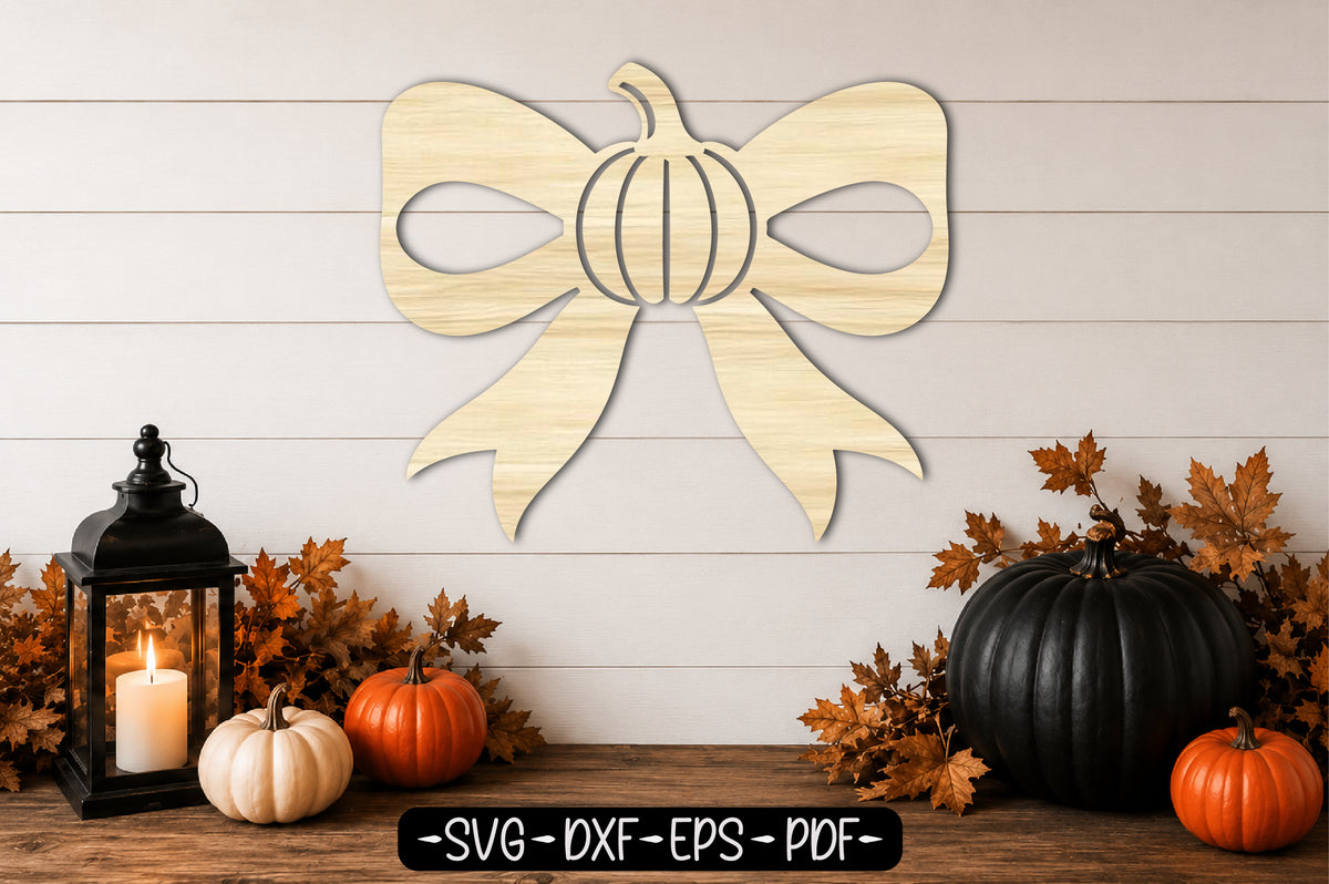 Coquette Fall Bow Pumpkin SVG | Autumn Bow Laser Cut File