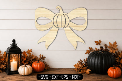 Coquette Fall Bow Pumpkin SVG | Autumn Bow Laser Cut File