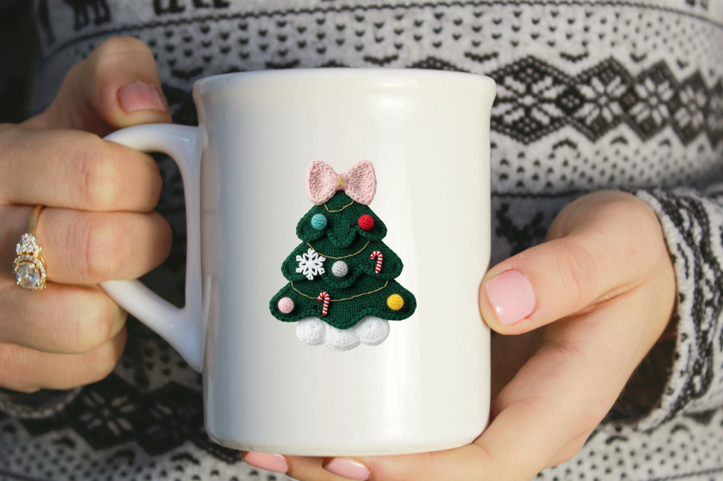 Coquette Faux Yarn Christmas Tree PNG Sublimation
