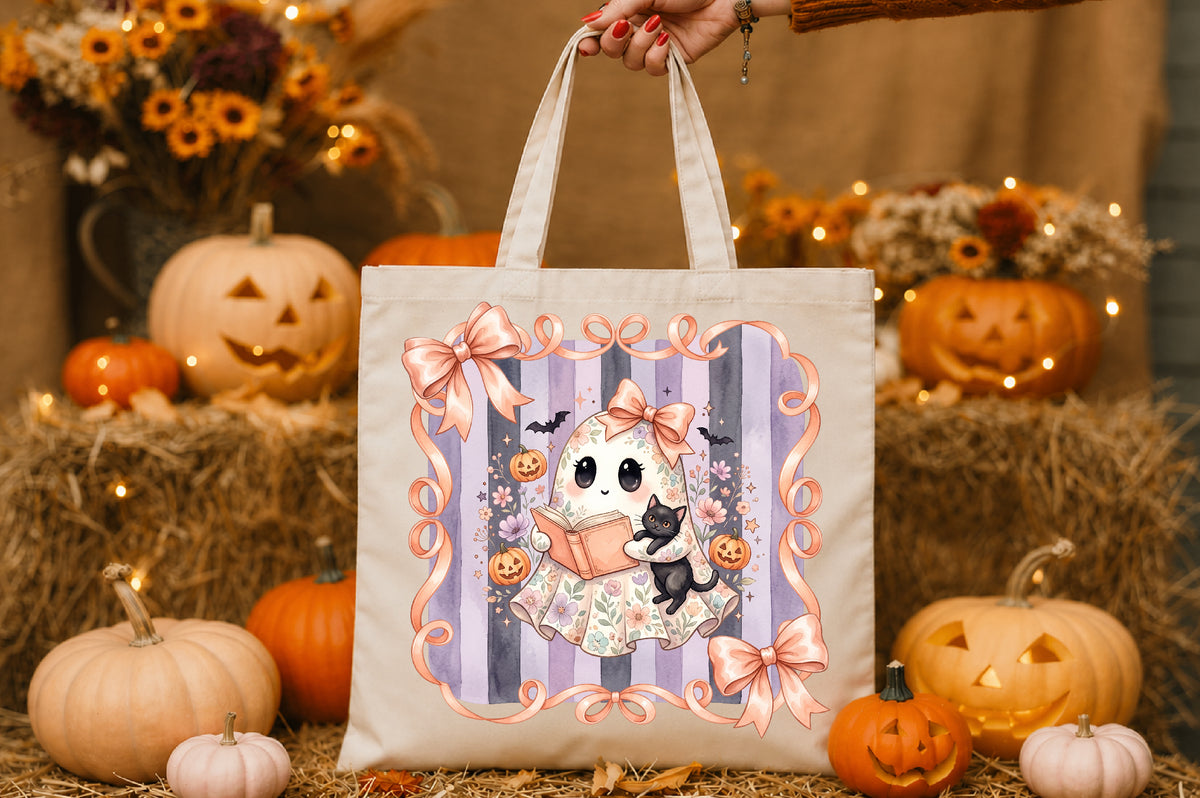 Coquette Floral Ghost Halloween PNG