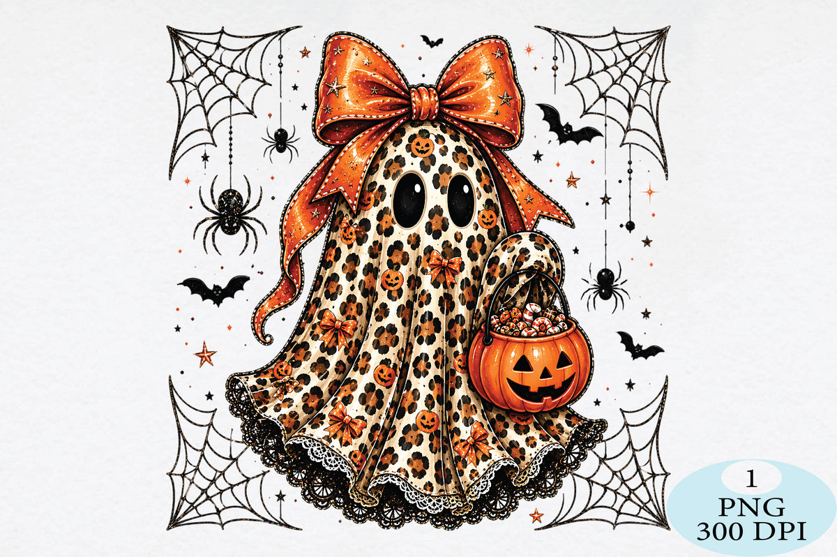 Leopard Coquette Ghost Halloween PNG