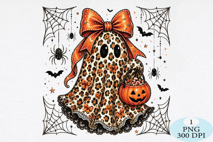 Leopard Coquette Ghost Halloween PNG