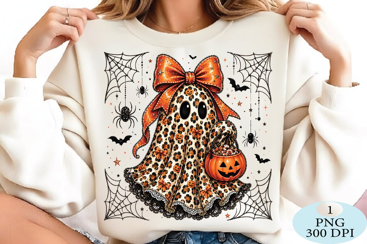 Leopard Coquette Ghost Halloween PNG