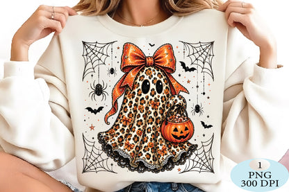 Leopard Coquette Ghost Halloween PNG