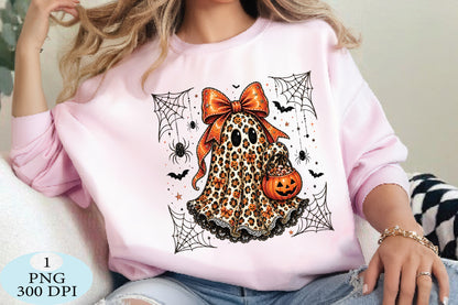 Leopard Coquette Ghost Halloween PNG