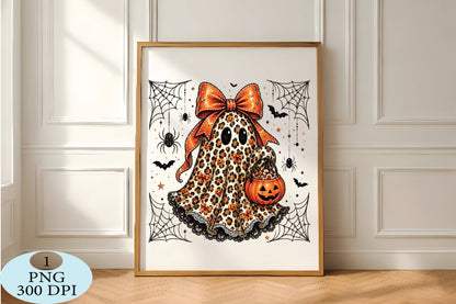 Leopard Coquette Ghost Halloween PNG