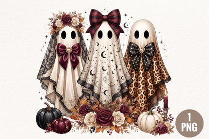 Coquette Ghost Trio Halloween PNG