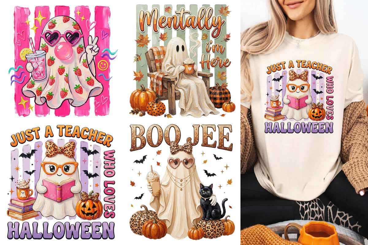 Coquette Halloween Ghost PNG Bundle