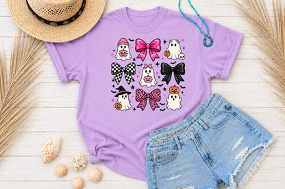 Coquette Halloween Ghost PNG Pink Leopard Bows Cute Spooky Sublimation Design