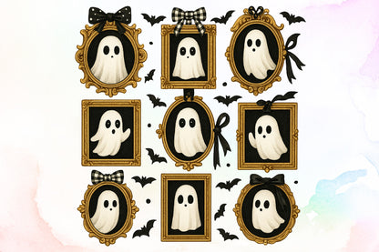 Coquette Halloween Ghost Frame Clipart Bundle PNG