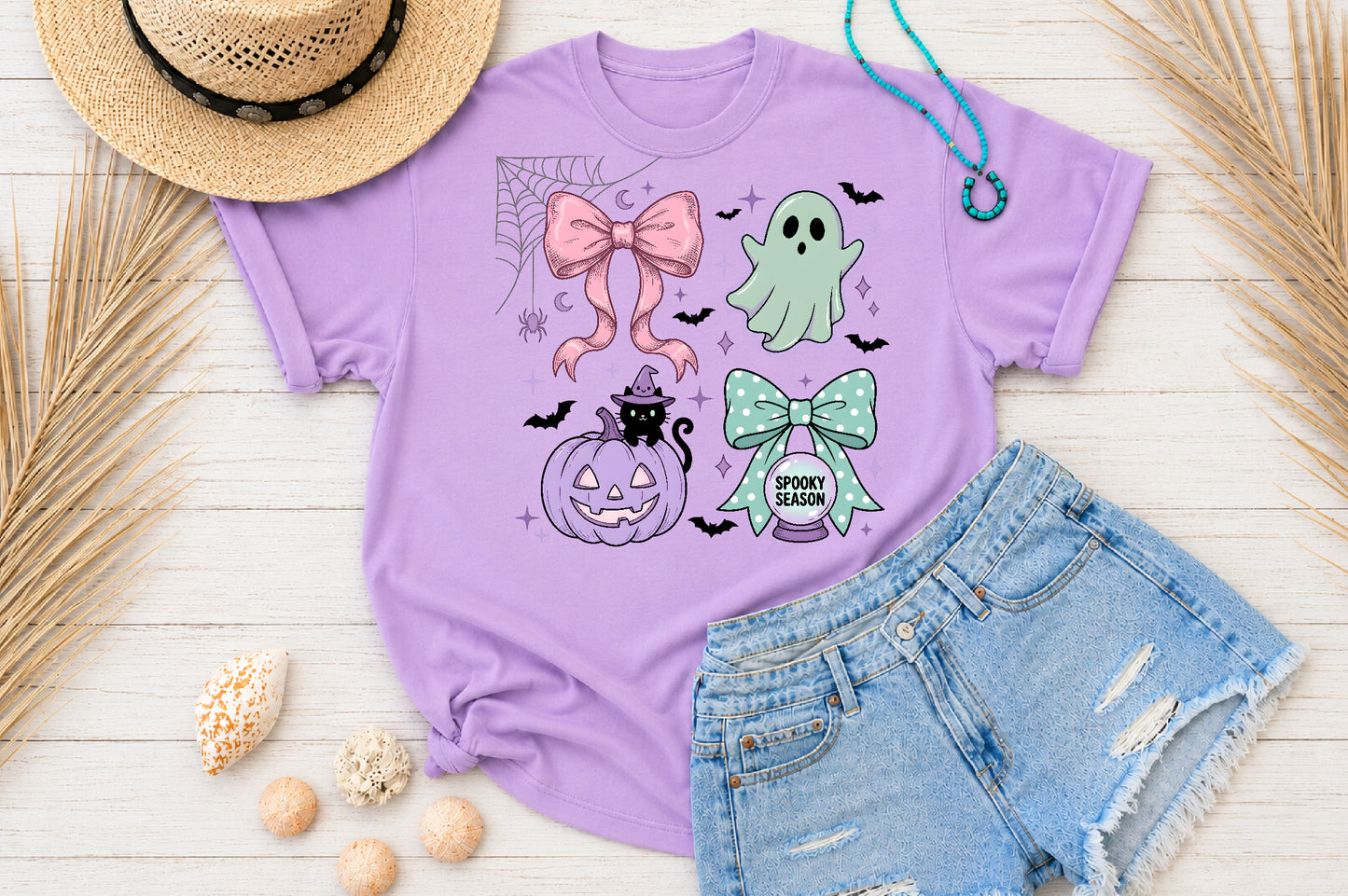 Coquette Halloween Bows PNG Pastel Pink Mint Green Spooky Season Sublimation