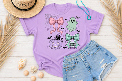 Coquette Halloween Bows PNG Pastel Pink Mint Green Spooky Season Sublimation