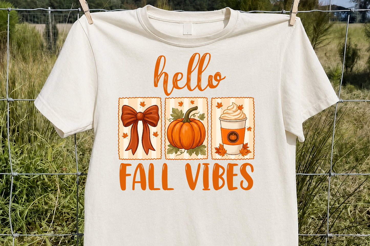 Coquette Hello Fall Vibes PNG Cute Pumpkin Bow Coffee Sublimation Design