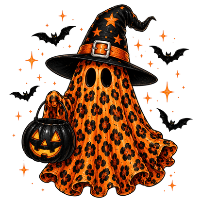 Leopard Print Halloween Ghost Witch PNG | Cute Spooky Halloween Sublimation