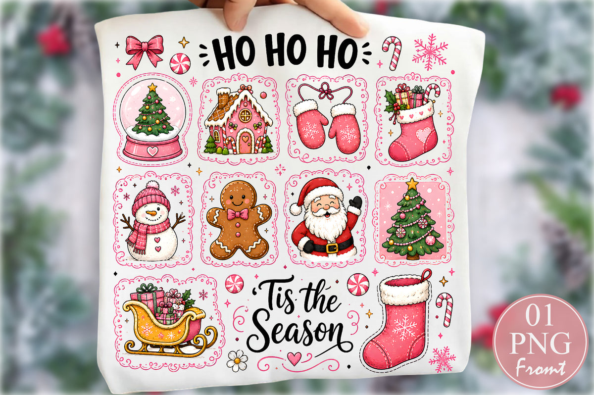 Coquette Pink Christmas PNG Cute Holiday Clipart Sublimation