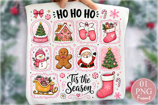 Coquette Pink Christmas PNG Cute Holiday Clipart Sublimation