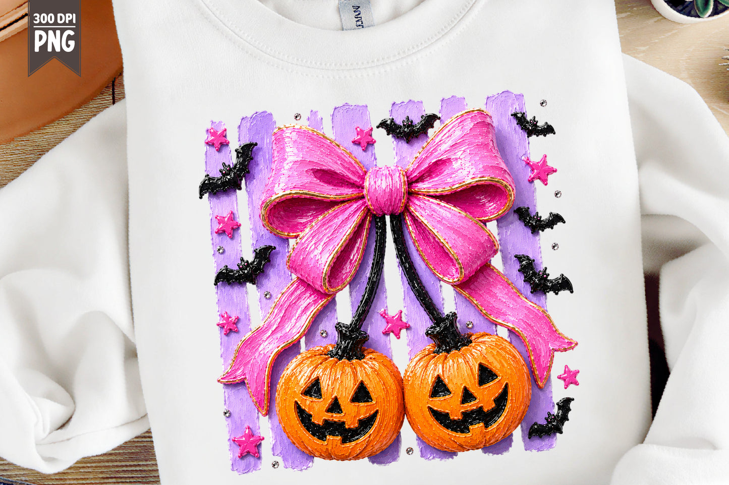 Coquette Halloween Pumpkin PNG Pink Bow Cute Fall Sublimation