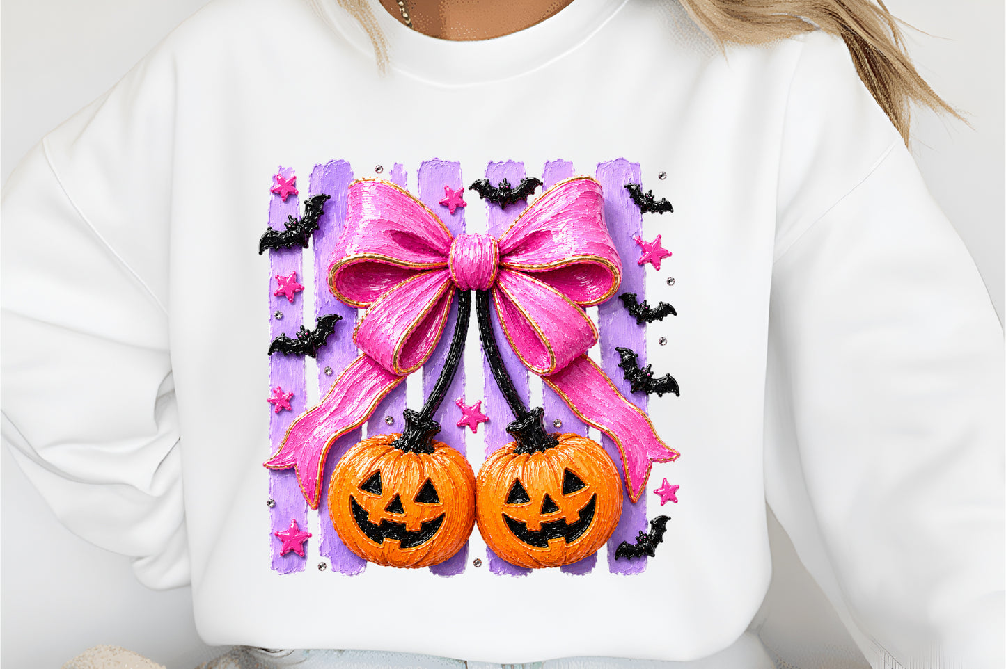 Coquette Halloween Pumpkin PNG Pink Bow Cute Fall Sublimation