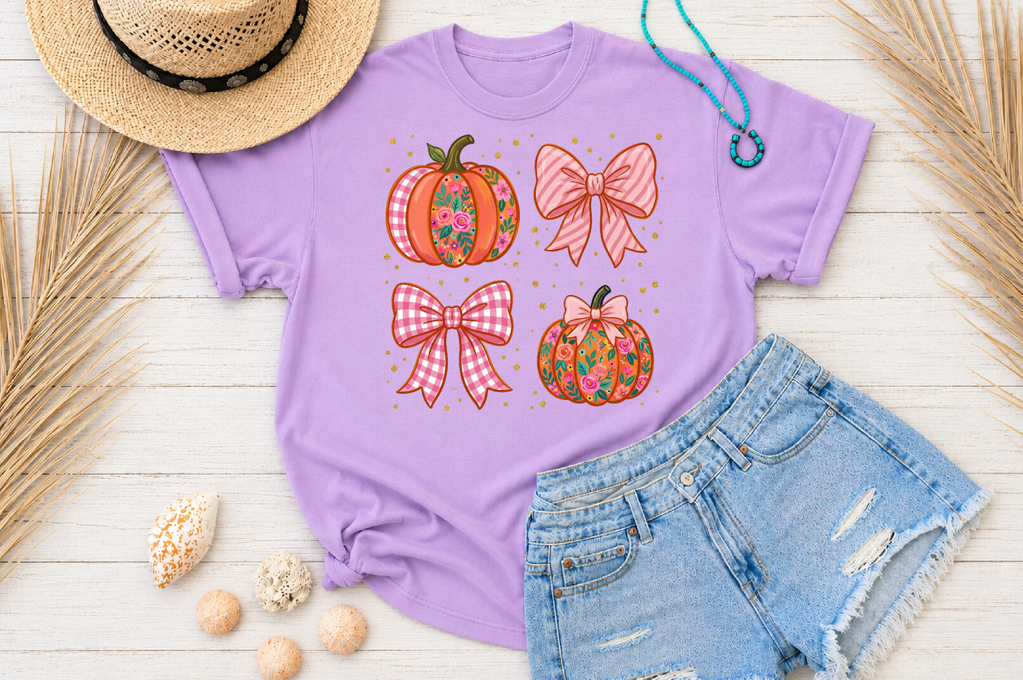 Coquette Pumpkin PNG Fall Floral Pumpkins Bow Autumn Sublimation Design