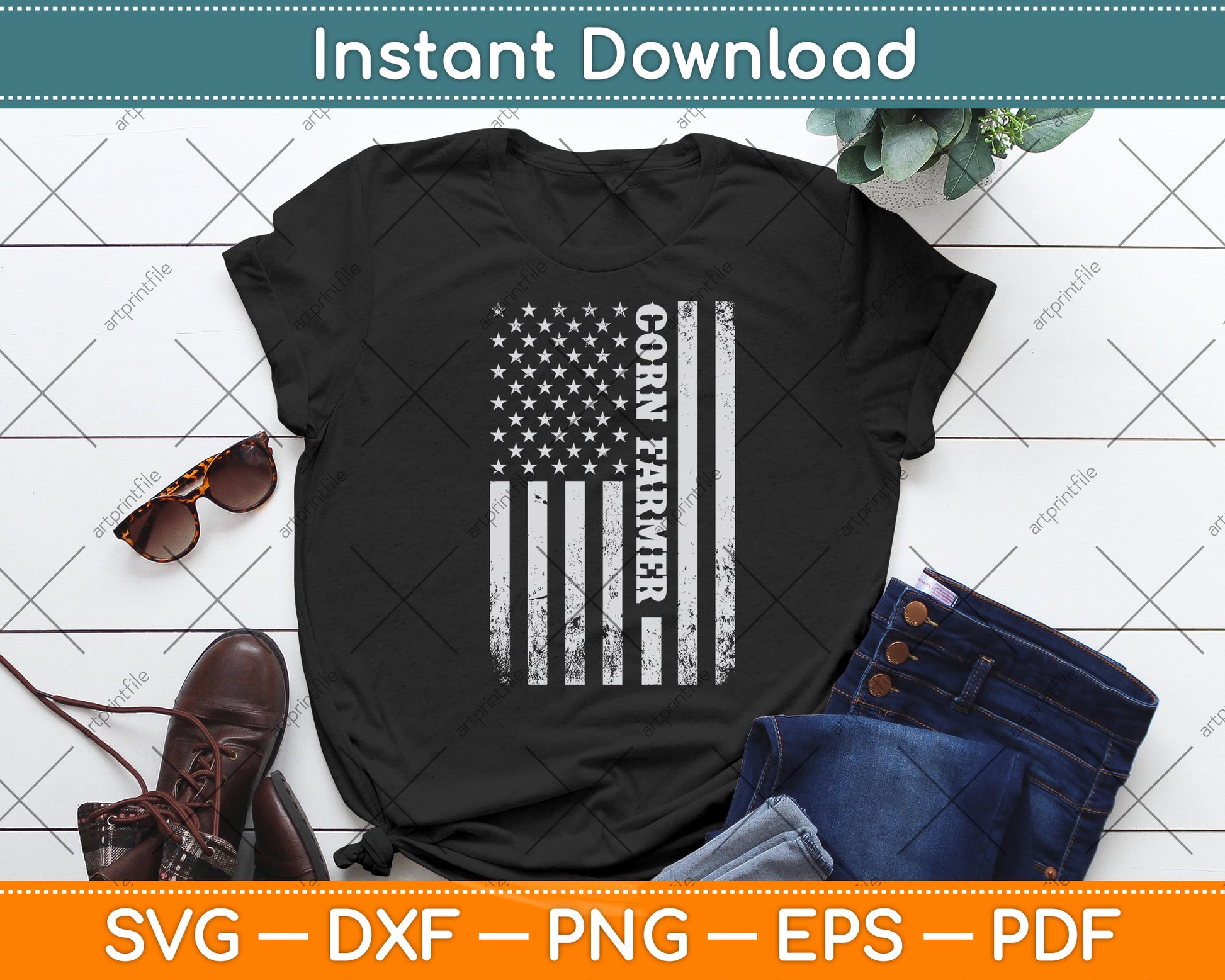 Corn Farmer American Flag 4th Of July Svg Digital Cutting File