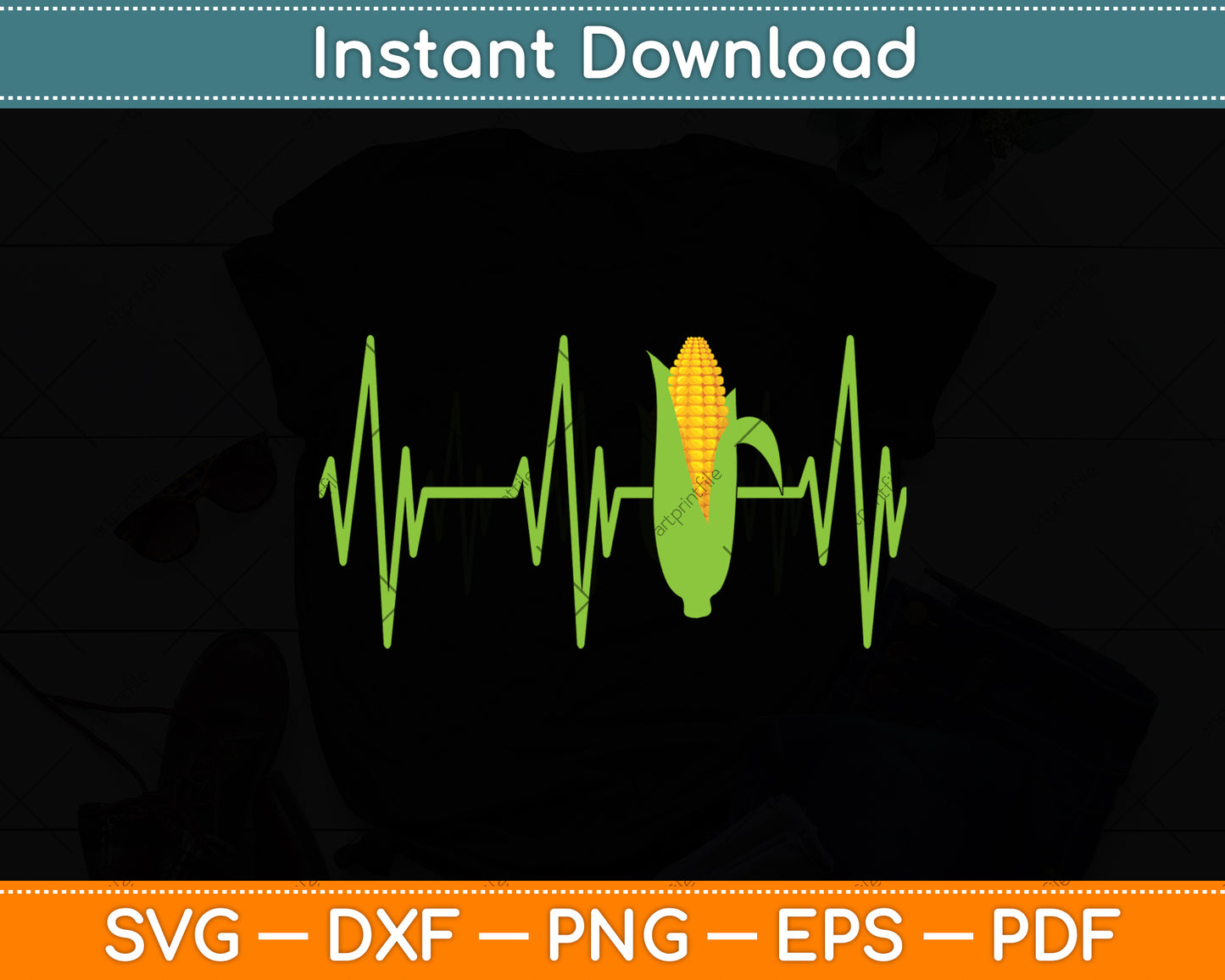 Corn Heartbeat Svg Digital Cutting File