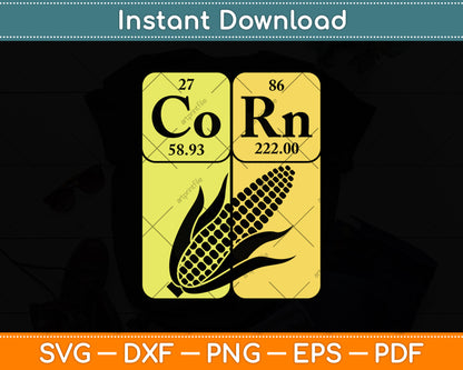 Corn Periodic Table Elements Corn Lover Retro Sweet Corn Svg Digital Cutting File